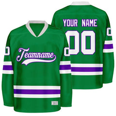 custom green and purple hockey jersey