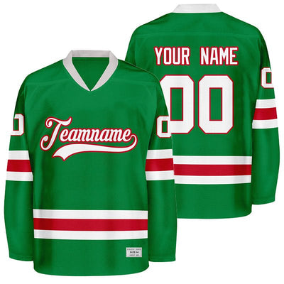 custom green and red hockey jersey