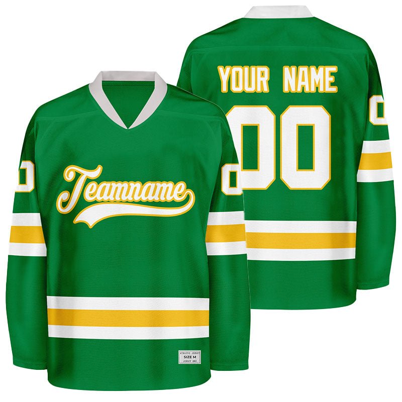 custom green and yellow hockey jersey