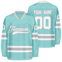 custom ice blue and grey hockey jersey thumbnail