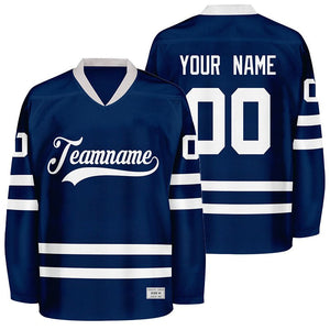 custom navy hockey jersey