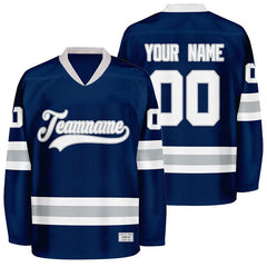 custom navy and grey hockey jersey
