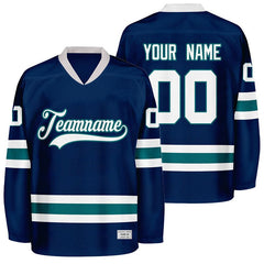 custom navy and teal hockey jersey
