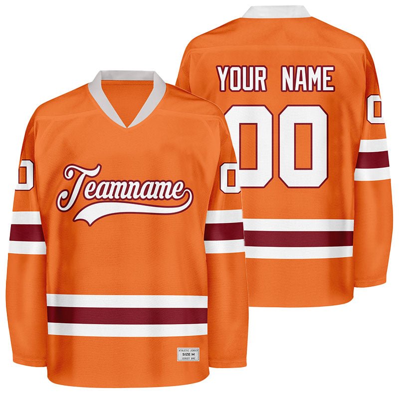 Orange Custom Hockey Jersey No Minimum - Embroidered