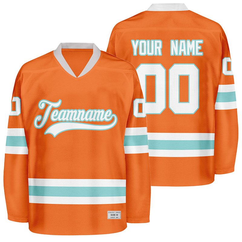Orange Custom Hockey Jersey No Minimum - Embroidered
