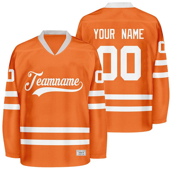 Custom Personalized Hockey Jersey Stitched Orange Orange Jersey One