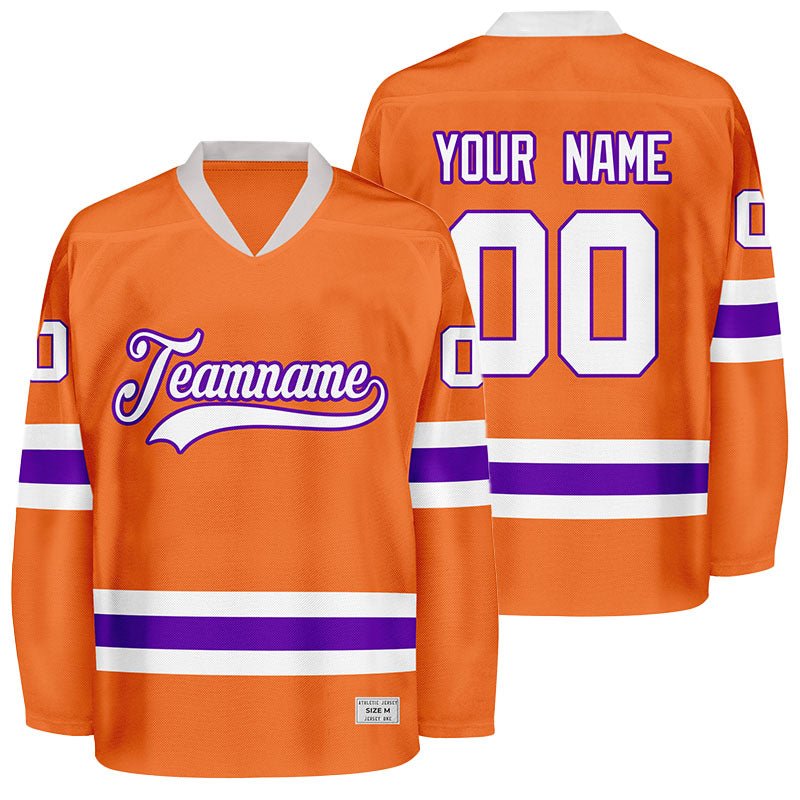 Custom Orange Purple-White Classic Style Hockey Jersey main image 0