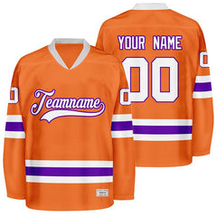 Orange Custom Hockey Jersey No Minimum - Embroidered