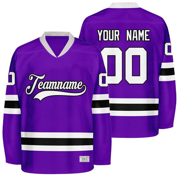 custom purple and black hockey jersey