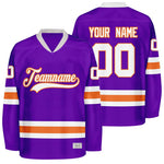 custom purple and orange hockey jersey thumbnail
