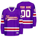 custom purple and red hockey jersey thumbnail