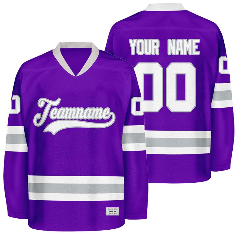 custom purple and grey hockey jersey