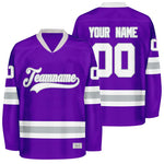 custom purple and grey hockey jersey thumbnail