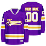 custom purple and gold hockey jersey thumbnail