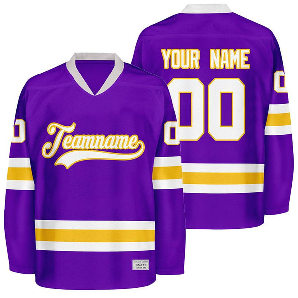 custom purple and gold hockey jersey