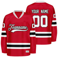 custom red and black hockey jersey
