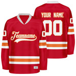 custom red and orange hockey jersey thumbnail