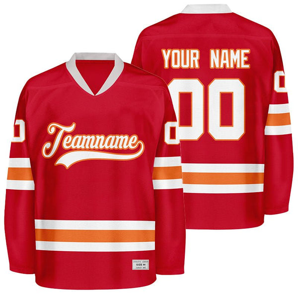 custom red and orange hockey jersey