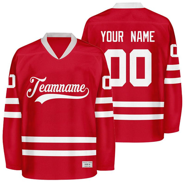 custom red hockey jersey