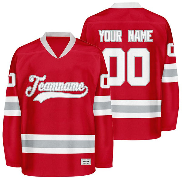 custom red and grey hockey jersey