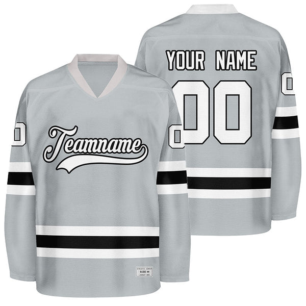 custom grey and black hockey jersey