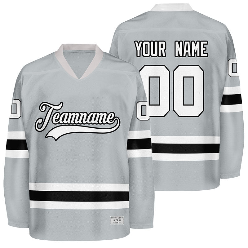 custom grey and black hockey jersey