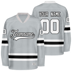 custom grey and black hockey jersey