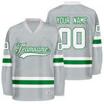 custom grey and green hockey jersey thumbnail