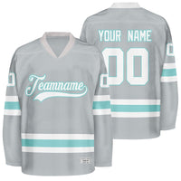 custom grey and ice blue hockey jersey thumbnail