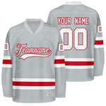 custom grey and red hockey jersey thumbnail