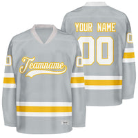 custom grey and yellow hockey jersey thumbnail