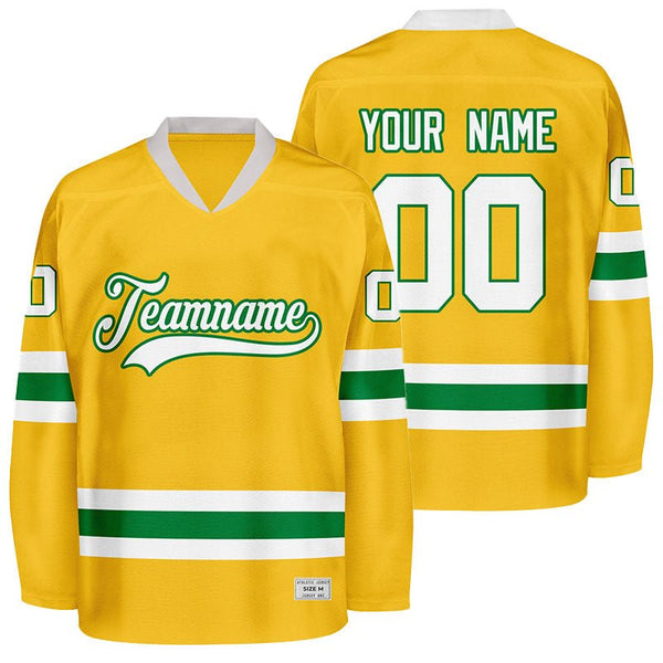 custom yellow green hockey jersey