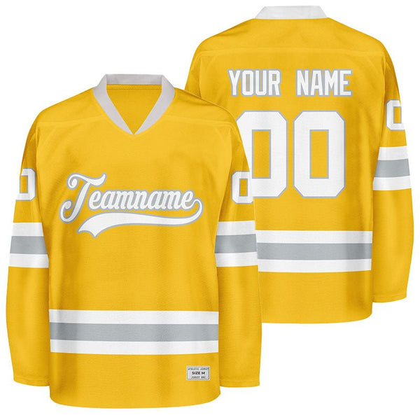 custom yellow and grey hockey jersey