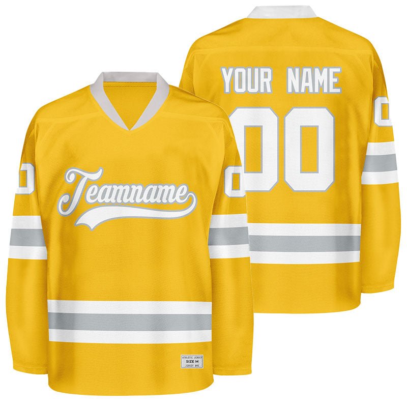 custom yellow and grey hockey jersey