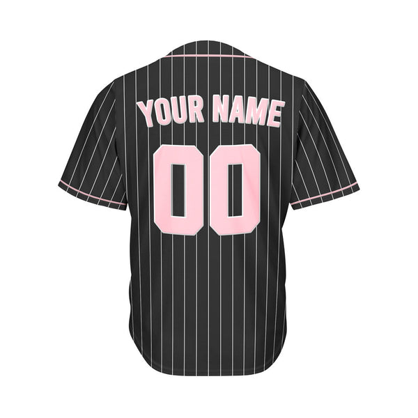Custom Sublimation Black Pinstripe Baseball Jersey