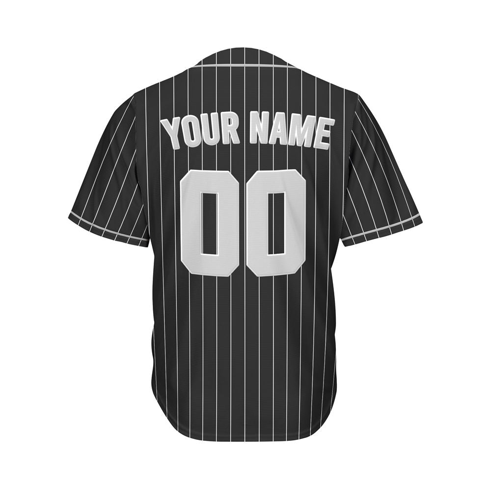 Custom Sublimation Black Pinstripe Baseball Jersey