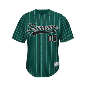 Custom Pinstripe Baseball Jersey Deep Green Black Sublimation