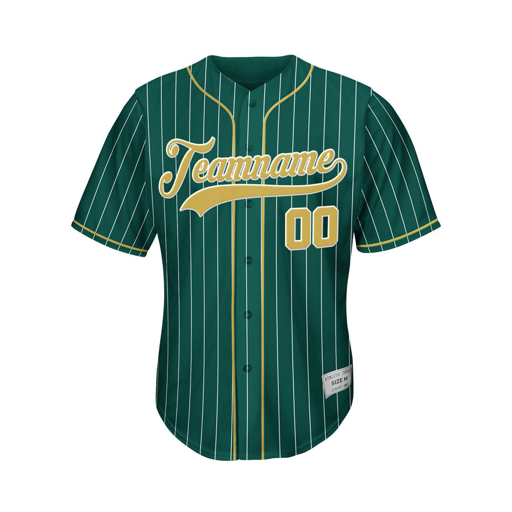 Custom Sublimation Deep Green Pinstripe Baseball Jersey
