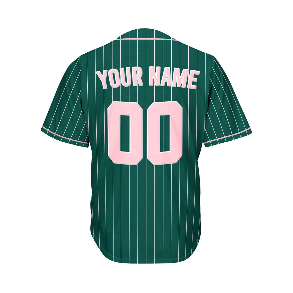 Custom Sublimation Deep Green Pinstripe Baseball Jersey