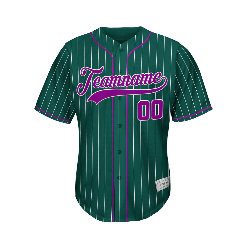 Custom Sublimation Deep Green Pinstripe Baseball Jersey