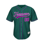 Custom Sublimation Deep Green Pinstripe Baseball Jersey