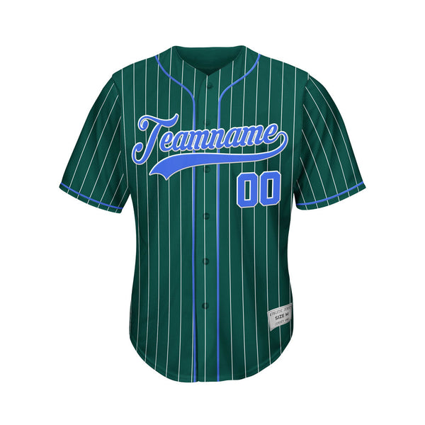 Custom Sublimation Deep Green Pinstripe Baseball Jersey