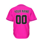 Custom Pinstripe Baseball Jersey Deep Pink Black Sublimation Jersey One thumbnail