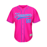 Custom Sublimation Deep Pink Pinstripe Baseball Jersey thumbnail