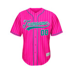 Custom Sublimation Deep Pink Pinstripe Baseball Jersey