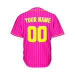 Custom Sublimation Deep Pink Pinstripe Baseball Jersey