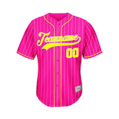 Custom Sublimation Deep Pink Pinstripe Baseball Jersey