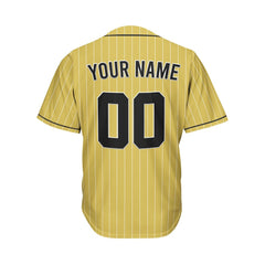 Custom Pinstripe Baseball Jersey Gold Black Sublimation Jersey One
