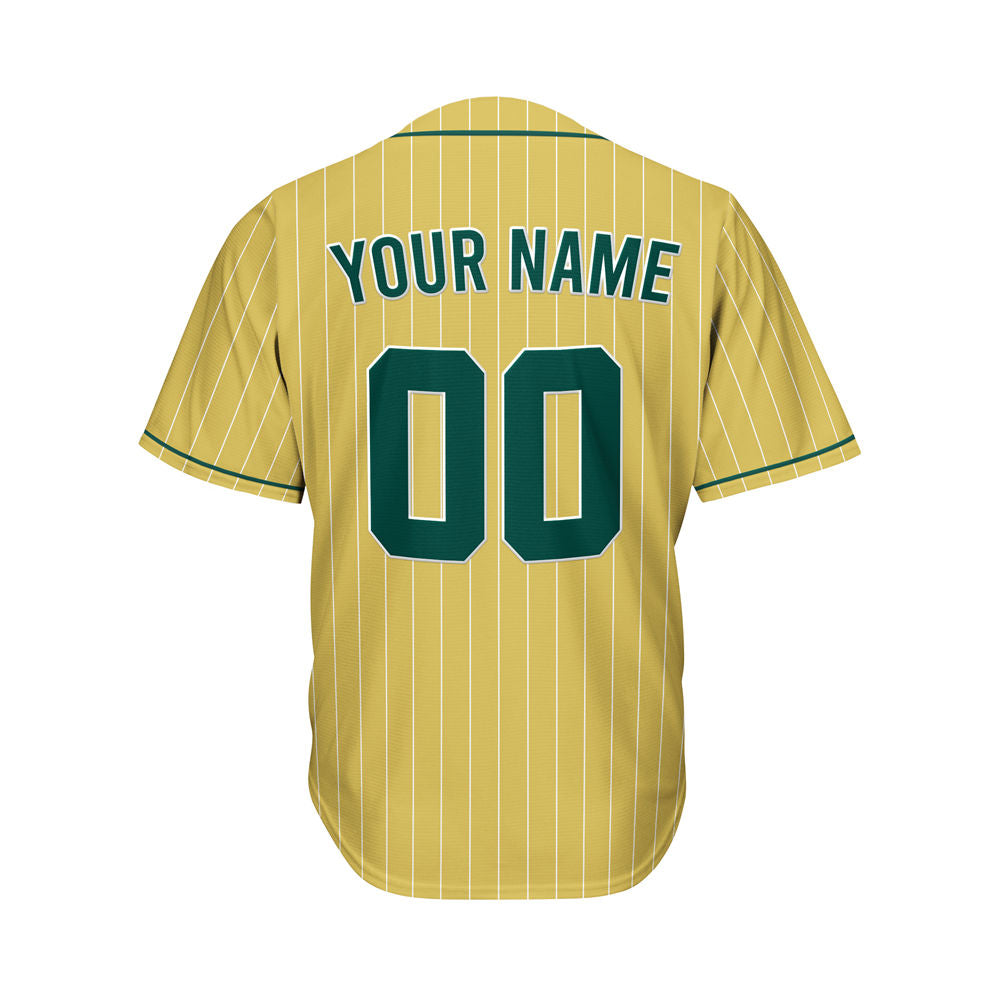 Custom Sublimation Gold Pinstripe Baseball Jersey