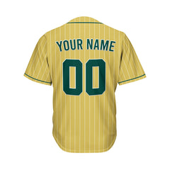 Custom Sublimation Gold Pinstripe Baseball Jersey